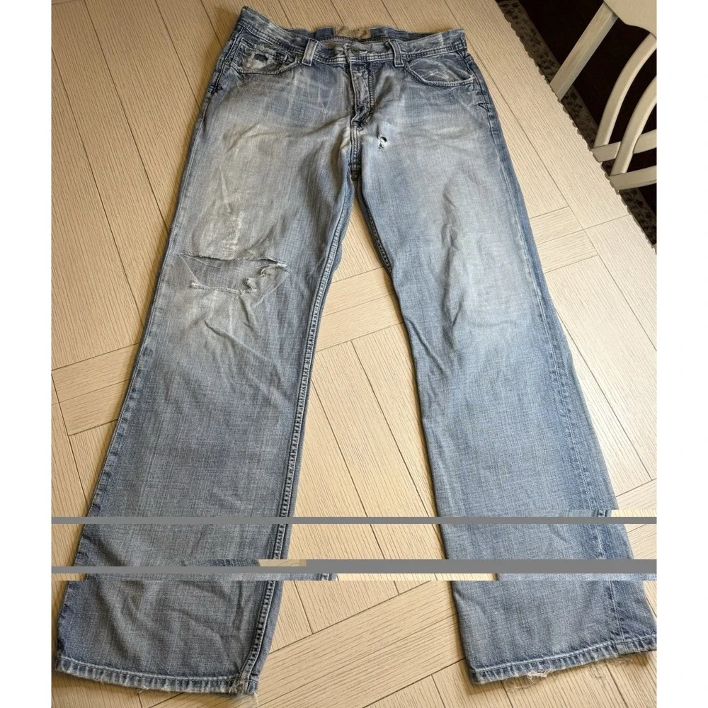 BKE Buckle TYLER 34x32 Men Straight Leg Blue Denim‎ Distressed Lived In Jeans